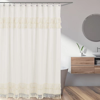 Sweet Jojo Designs Shower Curtain 72in.x72in. Boho Fringe Ivory 3 Sweet Jojo Designs Shower Curtain 72in.x72in. Boho Fringe Ivory