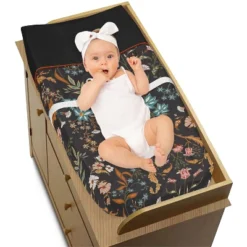 Sweet Jojo Designs Girl Changing Pad Cover Boho Floral Wildflower Black Orange And Blue -Smart Baby Decor GUEST 9c66dd5e ab54 4a6f b0ae df166b72d88e