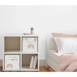 Sweet Jojo Designs Girl Fabric Storage Bins Set Boho Rainbow Collection