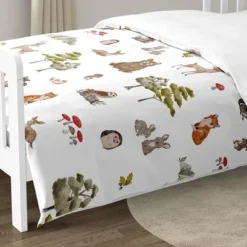 Sweet Jojo Designs Boy Girl Gender Neutral Unisex Toddler Bedding Set Watercolor Woodland Forest Animals Green Brown White 5pc -Smart Baby Decor GUEST 9ef367d7 378d 4be4 877e 2de113aa1a1b