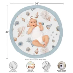 Sweet Jojo Designs Boy, Girl, Unisex/Gender Neutral Baby Tummy Time Playmat Seashells Multicolor -Smart Baby Decor GUEST 9f4a2581 1692 41d4 9ff6 7457aaefa351