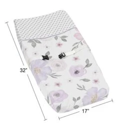 Sweet Jojo Designs Girl Changing Pad Cover Watercolor Floral Collection Lavender Purple And Grey -Smart Baby Decor GUEST a2d976d8 6f0f 4639 ad0c fc76f24378dd