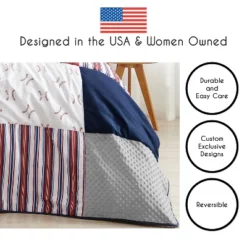 Sweet Jojo Designs Boy Full/Queen Comforter Bedding Set Baseball Patch Red White And Blue 3pc. -Smart Baby Decor GUEST a355b5a2 98f6 4057 9544 23ff54c47c07
