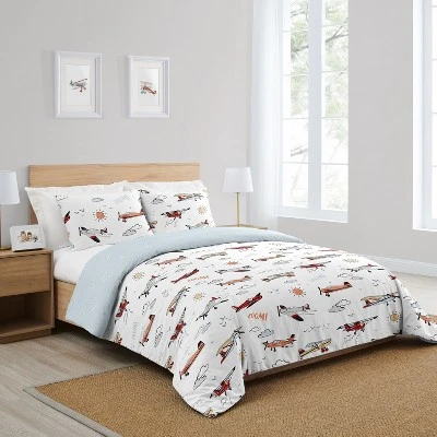 Sweet Jojo Designs Full/Queen Comforter Bedding Set Airplane Red Blue And White 3 Pc 3 Sweet Jojo Designs Full/Queen Comforter Bedding Set Airplane Red Blue And White 3 Pc