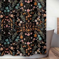 Sweet Jojo Designs Shower Curtain 72in.x72in. Boho Floral Wildflower Black And Orange -Smart Baby Decor GUEST a4041475 693d 472d b0ba 52a9ee0967d8