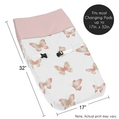 Sweet Jojo Designs Girl Changing Pad Cover Butterfly Pink And Taupe 6 Sweet Jojo Designs Girl Changing Pad Cover Butterfly Pink And Taupe - Image 4
