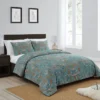 Sweet Jojo Designs King Duvet Cover And Shams Set Boho Floral Wildflower Blue And Orange 3pc