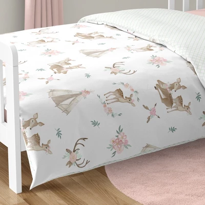 Sweet Jojo Designs Girl Toddler Bedding Set Deer Floral White Taupe And Pink 5 Pc 7 Sweet Jojo Designs Girl Toddler Bedding Set Deer Floral White Taupe And Pink 5 Pc - Image 5