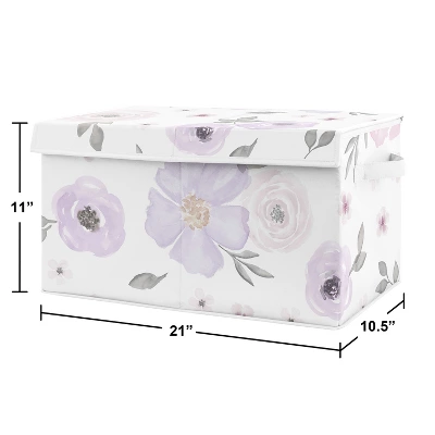 Sweet Jojo Designs Girl Fabric Storage Toy Bin Watercolor Floral Purple Pink And Grey 4 Sweet Jojo Designs Girl Fabric Storage Toy Bin Watercolor Floral Purple Pink And Grey - Image 2