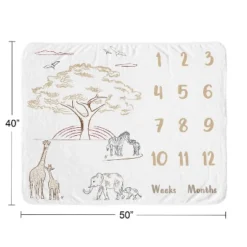 Sweet Jojo Designs Gender Neutral Baby Milestone Blanket Serengeti Animals Multicolor -Smart Baby Decor GUEST ae88b415 315d 4ad3 8994 31d4de97398f