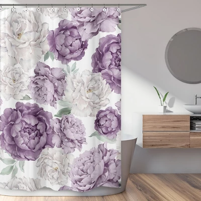 Sweet Jojo Designs Girl Shower Curtain 72in.x72in. Peony Floral Garden Lavender Purple And Ivory 3 Sweet Jojo Designs Girl Shower Curtain 72in.x72in. Peony Floral Garden Lavender Purple And Ivory