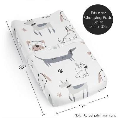 Sweet Jojo Designs Boy, Girl, Unisex/Gender Neutral Changing Pad Sheet Cartoon Puppy Grey Taupe And Blue 7 Sweet Jojo Designs Boy, Girl, Unisex/Gender Neutral Changing Pad Sheet Cartoon Puppy Grey Taupe And Blue - Image 5
