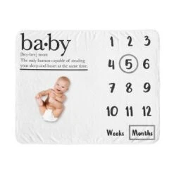 Sweet Jojo Designs Gender Neutral Unisex Baby Milestone Blanket Dictionary Black And White -Smart Baby Decor GUEST b44cccb5 417f 43e6 8abf 89169af53f5c
