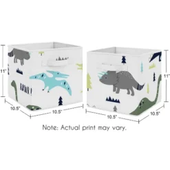 Sweet Jojo Designs Boy Set Of 2 Kids' Decorative Fabric Storage Bins Mod Dinosaur Blue And Green -Smart Baby Decor GUEST bb749b9d 810e 48f0 b04b f6fe7abe3198