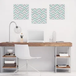 Sweet Jojo Designs Photo Memo Board (13"x13") - Zig Zag Turquoise & Gray Chevron