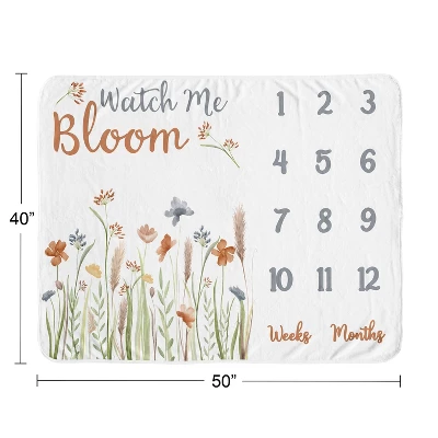 Sweet Jojo Designs Girl Baby Milestone Blanket Watercolor Floral Garden Multicolor 4 Sweet Jojo Designs Girl Baby Milestone Blanket Watercolor Floral Garden Multicolor - Image 2
