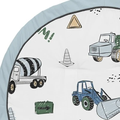 Sweet Jojo Designs Boy Baby Tummy Time Playmat Construction Truck Green Blue And Grey 4 Sweet Jojo Designs Boy Baby Tummy Time Playmat Construction Truck Green Blue And Grey - Image 2