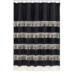 Sweet Jojo Designs Shower Curtain 72in.x72in. Boho Fringe Black And Ivory -Smart Baby Decor GUEST be776958 24fe 4bf8 b234 1af10f91f496