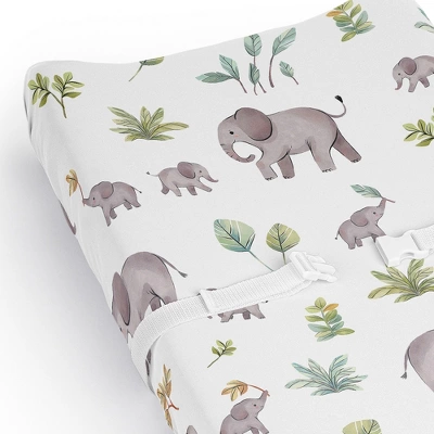 Sweet Jojo Designs Gender Neutral Unisex Changing Pad Sheet Watercolor Elephants Grey Green And Blue 5 Sweet Jojo Designs Gender Neutral Unisex Changing Pad Sheet Watercolor Elephants Grey Green And Blue - Image 3