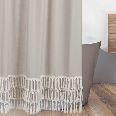 Sweet Jojo Designs Shower Curtain 72in.x72in. Botanical Leaf Linen Beige Off White 4 Sweet Jojo Designs Shower Curtain 72in.x72in. Botanical Leaf Linen Beige Off White - Image 2