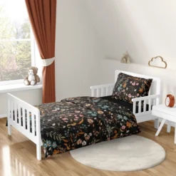 Sweet Jojo Designs Girl Toddler Bedding Set Boho Floral Wildflower Orange Black And Blue 5pc -Smart Baby Decor GUEST c4c51c41 2674 4059 8948 8fd0a099ce06