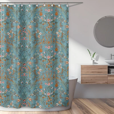 Sweet Jojo Designs Girl Shower Curtain 72in.x72in. Boho Floral Wildflower Blue Orange And Pink 3 Sweet Jojo Designs Girl Shower Curtain 72in.x72in. Boho Floral Wildflower Blue Orange And Pink