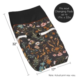 Sweet Jojo Designs Girl Changing Pad Cover Boho Floral Wildflower Black Orange And Blue -Smart Baby Decor GUEST c6f8fa7b 71a6 4df6 900c f883cd9dd094