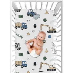 Sweet Jojo Designs Boy Baby Fitted Crib Sheet Construction Truck Green And Blue Collection -Smart Baby Decor GUEST c6ff28b0 e885 439a b2df cb1992f9a6af