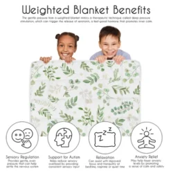 Sweet Jojo Designs Boy Girl Unisex Gender Neutral Toddler Weighted Blanket 5lbs. For Kids Botanical Green And White -Smart Baby Decor GUEST c95b6a13 3ebf 4aff 89ea 6889d4331a7a