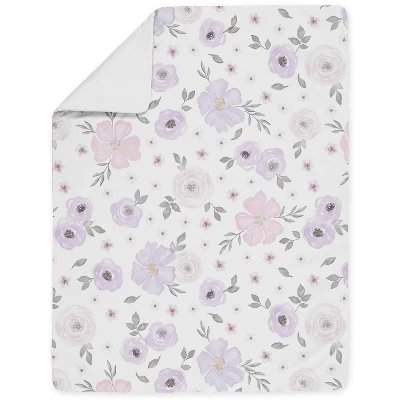 Sweet Jojo Designs Girl Toddler Bedding Set Watercolor Floral Purple Pink And Grey 5pc 5 Sweet Jojo Designs Girl Toddler Bedding Set Watercolor Floral Purple Pink And Grey 5pc - Image 3