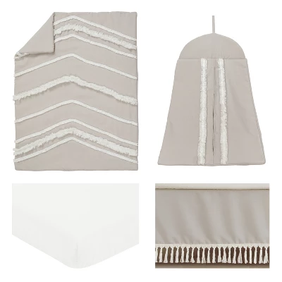 Sweet Jojo Designs Boy Or Girl Gender Neutral Unisex Baby Crib Bedding Set - Boho Fringe Taupe Linen Collection 4pc 3 Sweet Jojo Designs Boy Or Girl Gender Neutral Unisex Baby Crib Bedding Set - Boho Fringe Taupe Linen Collection 4pc