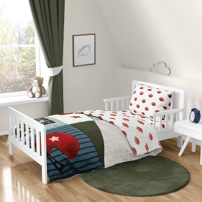 Sweet Jojo Designs Boy Toddler Bedding Set Football Green Brown And Red 5pc 7 Sweet Jojo Designs Boy Toddler Bedding Set Football Green Brown And Red 5pc - Image 5