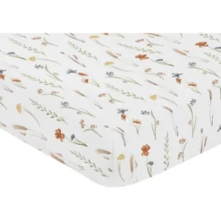 Sweet Jojo Designs Girl Baby Fitted Crib Sheet Watercolor Floral Garden Green Beige And Blue -Smart Baby Decor GUEST d1534331 d97c 4d5c a09d d9e52167371d
