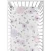 Sweet Jojo Designs Girl Fitted Crib Sheets Set Watercolor Floral Purple Pink And Grey 2pc