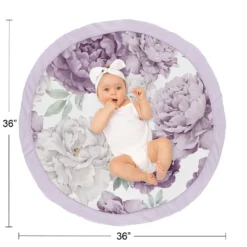 Sweet Jojo Designs Girl Baby Tummy Time Playmat Peony Floral Garden Purple And Ivory -Smart Baby Decor GUEST d6bae998 2e62 457b 96bf 1250e0a2d330