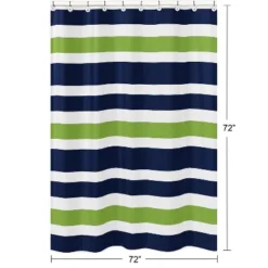 Sweet Jojo Designs Shower Curtain 72in.x72in. Stripe Blue Green And White -Smart Baby Decor GUEST d715d614 eef8 4769 9bbb 55967a1d4321