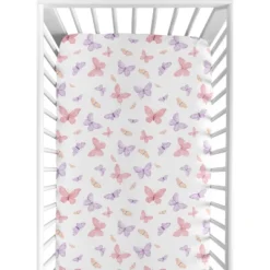 Sweet Jojo Designs Girl Baby Fitted Crib Sheet Butterfly Pink And Purple -Smart Baby Decor GUEST d83a8563 8d1a 48a2 8c0a 496e58a58f2c