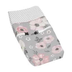 Sweet Jojo Designs Girl Changing Pad Cover Watercolor Floral Grey And Pink -Smart Baby Decor GUEST dca25a1b 5d7a 4196 955f bb61280df015