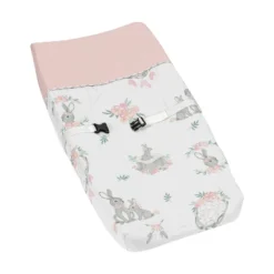 Sweet Jojo Designs Girl Changing Pad Cover Bunny Floral Pink Grey And White -Smart Baby Decor GUEST dd0fe038 4942 460f ac85 1f7e5f1dc817