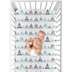 Sweet Jojo Designs Fitted Crib Sheet - Mountains Print - White -Smart Baby Decor GUEST ddb34aec ea75 448c 9b4a e15ccf4efa47