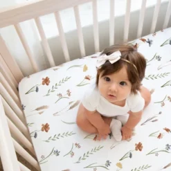 Sweet Jojo Designs Girl Fitted Crib Sheets Set Watercolor Floral Garden Green Orange And Beige 2pc -Smart Baby Decor GUEST df6e1fbd d60f 4a11 9e22 94d12a0fdd1b