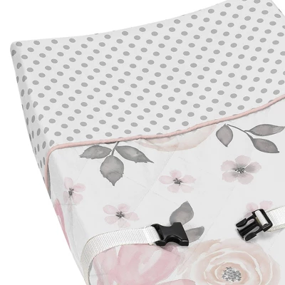 Sweet Jojo Designs Changing Pad Cover - Watercolor Floral - Pink/Gray 5 Sweet Jojo Designs Changing Pad Cover - Watercolor Floral - Pink/Gray - Image 3