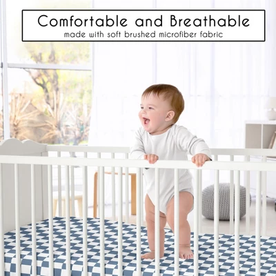 Sweet Jojo Designs Boy, Girl, Unisex/Gender Neutral Baby Fitted Crib Sheet Gingham Checkered Plaid Blue And White 3 Sweet Jojo Designs Boy, Girl, Unisex/Gender Neutral Baby Fitted Crib Sheet Gingham Checkered Plaid Blue And White