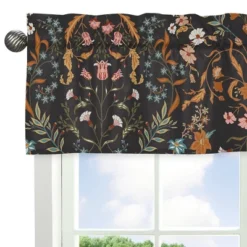 Sweet Jojo Designs Girl Window Valance Treatment 54in. Boho Floral Wildflower Black Orange And Blue -Smart Baby Decor GUEST dfe833c9 3f4e 435e a868 37d513f94cb5