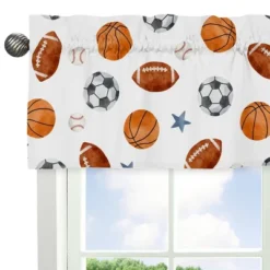 Sweet Jojo Designs Window Valance Treatment 54in. Watercolor Sports Theme Multicolor -Smart Baby Decor GUEST e0bea9ac a9fa 4abd 8e30 7809d2f4268c