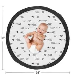 Sweet Jojo Designs Gender Neutral Baby Tummy Time Playmat Fox Black And White -Smart Baby Decor GUEST e13e9901 de5e 40d2 ab88 7bcd9d686620