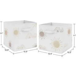 Sweet Jojo Designs Boy Or Girl Gender Neutral Unisex Set Of 2 Kids' Decorative Fabric Storage Bins Desert Sun Taupe And Ivory -Smart Baby Decor GUEST e1544378 6e60 437c 82f4 5f31f977efe3
