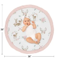 Sweet Jojo Designs Girl Baby Tummy Time Playmat Deer Floral Pink Taupe And Green -Smart Baby Decor GUEST e34dd99f 2250 411e b5f9 d75d9fc048de