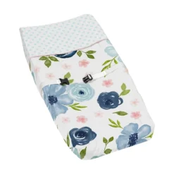 Sweet Jojo Designs Girl Changing Pad Cover Watercolor Floral Blue Pink And White -Smart Baby Decor GUEST e89a8a59 cbf9 4237 a567 df051bc159a0