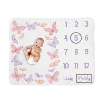Sweet Jojo Designs Girl Baby Milestone Blanket Butterfly Blush Pink And Purple 8 Sweet Jojo Designs Girl Baby Milestone Blanket Butterfly Blush Pink And Purple - Image 6
